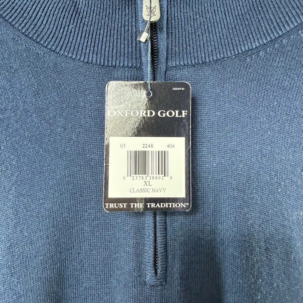 NWT Oxford‎ Golf Super Dry Quarter Zip Pullover in Blue Size Extra Large